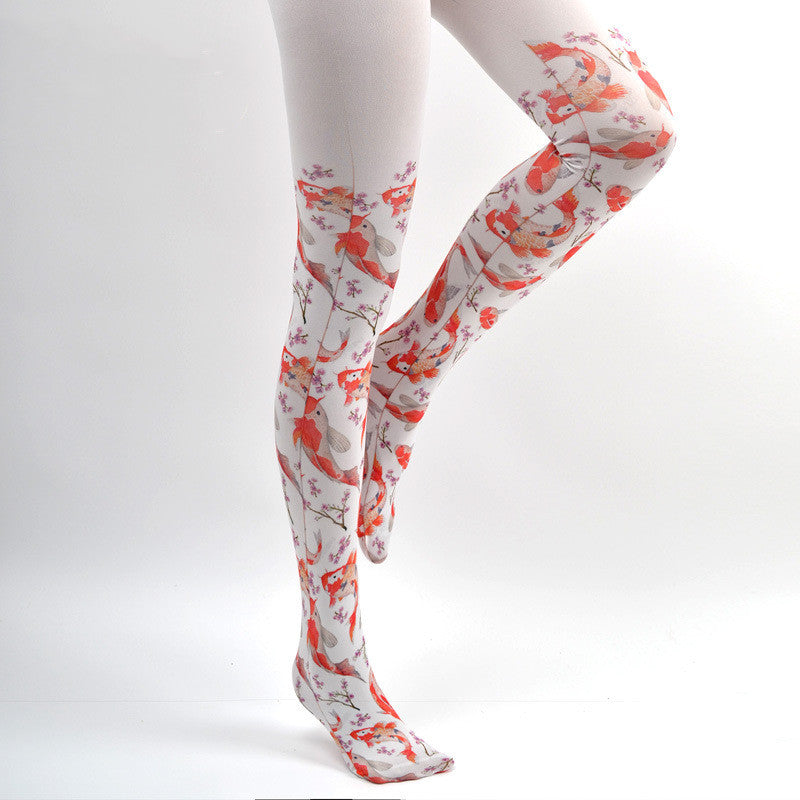 Catgirl Fake Thigh-high Stockings Pantyhose White Base Stockings Runway Fashion Stockings