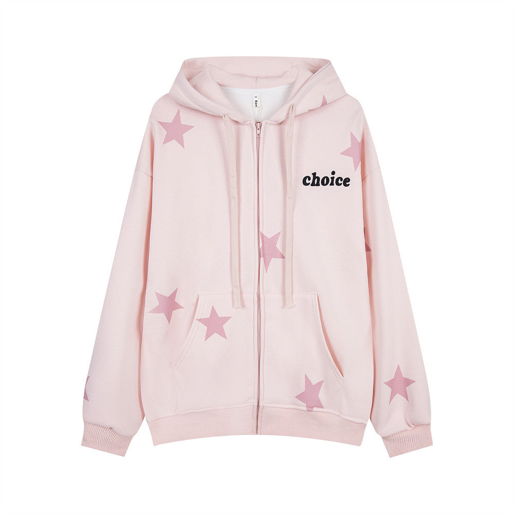 Design Five-pointed Star Printed Cardigan Sweater
