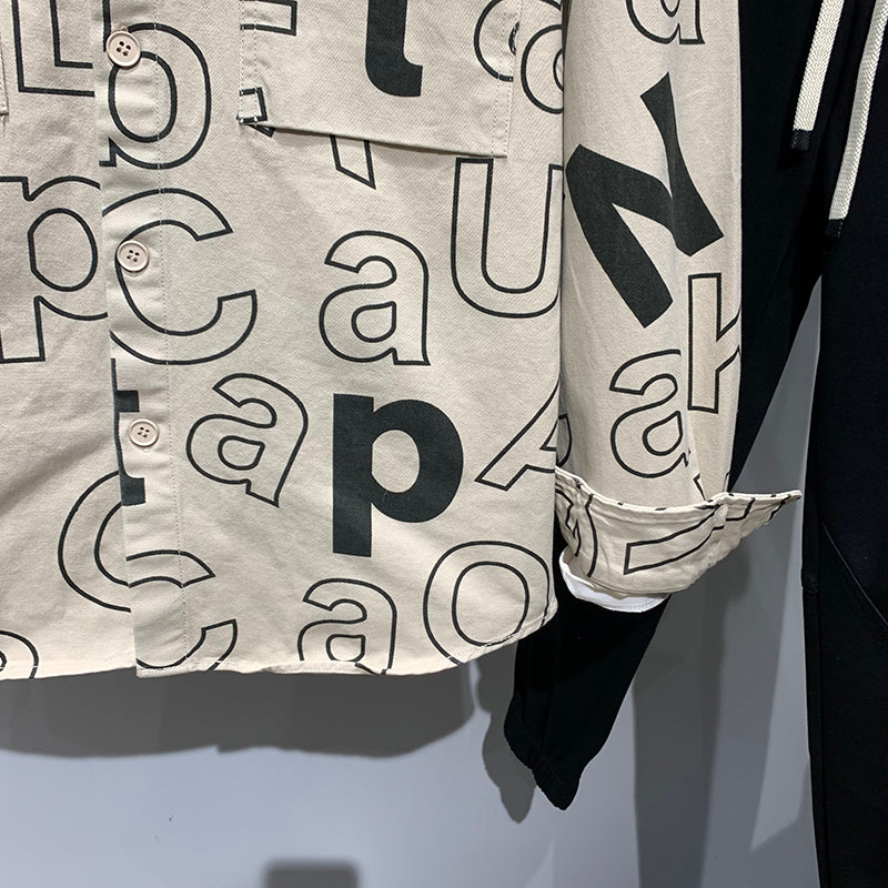 Tide Brand Tooling Full Body Letter Print Lapel Jacket Men
