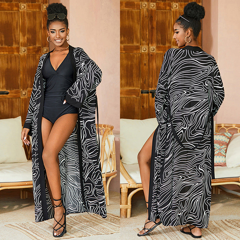 Printed Beach Cover-up Sunscreen Women's Swimsuit Bikini