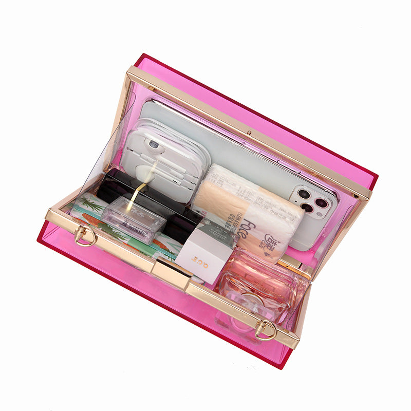 Transparent One-shoulder Messenger Mini Square Bag  Acrylic
