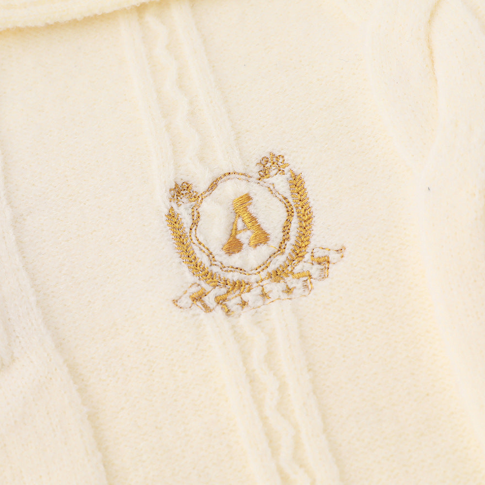 Simple Embroidered Lapel Sweater For Men