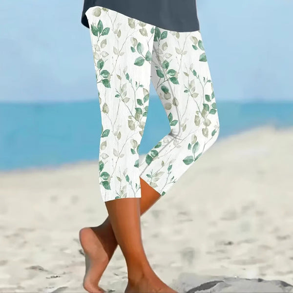 Printed Seaside Series Cropped Leggings  3d