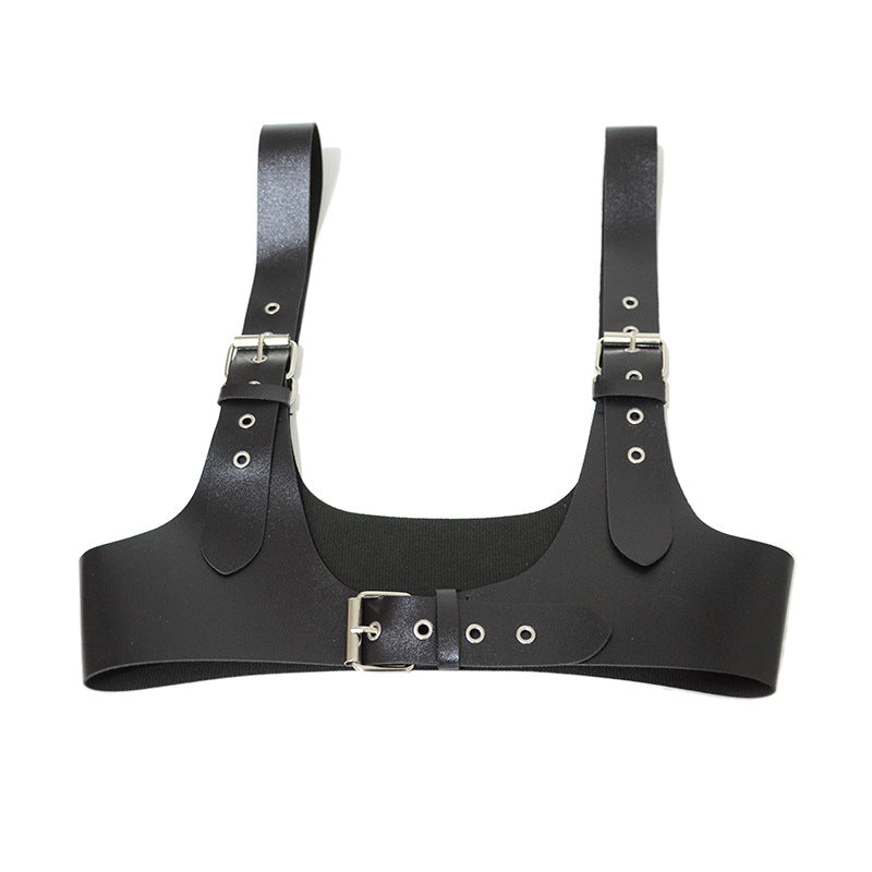 Strap faux leather black belt