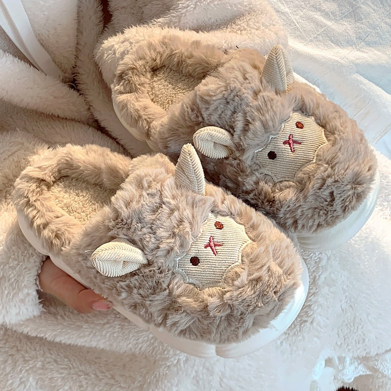 Cute Little Sheep Cotton Slippers Ladies