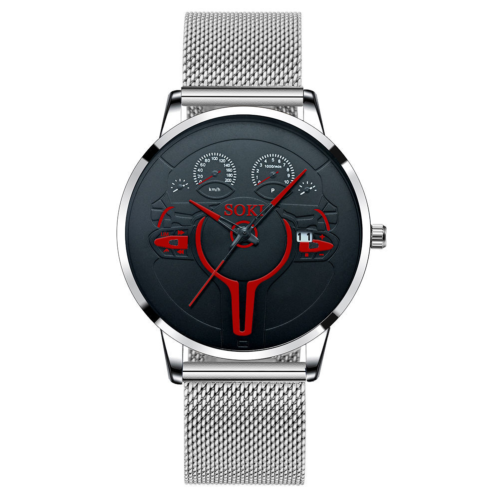 Trendy Retro Student Sports Quartz Watch Steel Strap