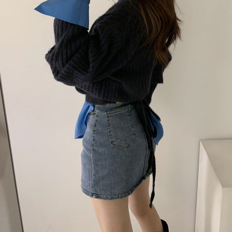 Split Notch High Waist A-Line Skirt