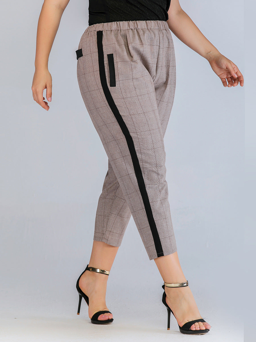 Slim Check Straight Suit Pants