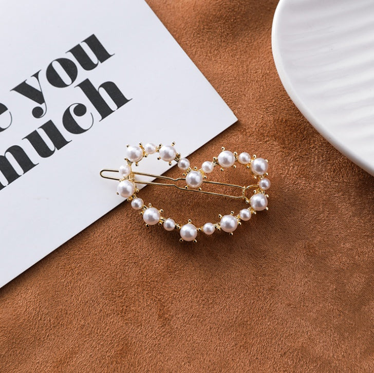 Japan and South Korea simple love circle a word clip five-pointed star triangle geometry pearl hairpin bangs clip