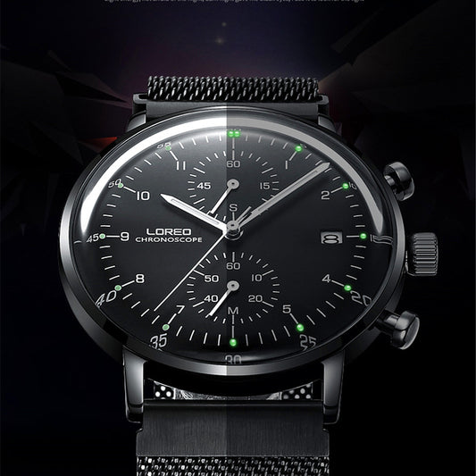 Men's sports quartz watch waterproof stainless steel band