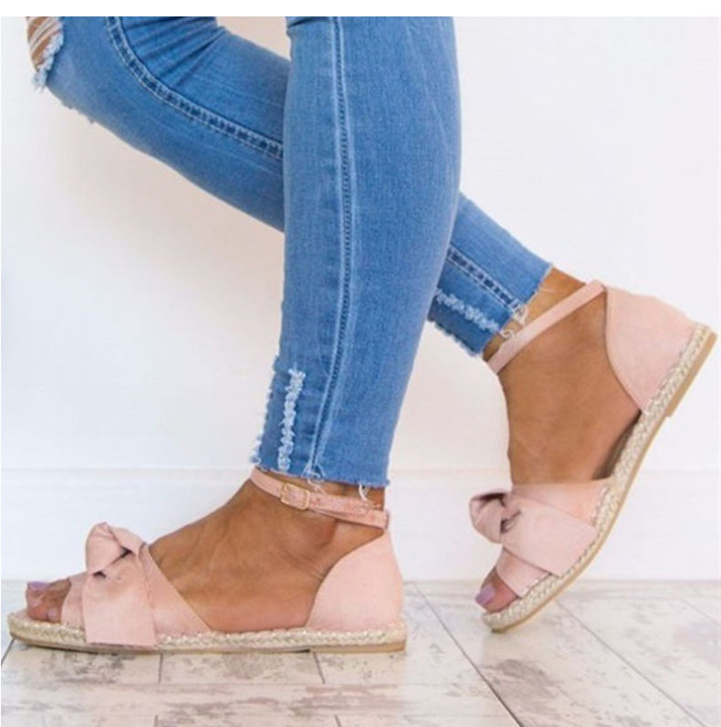 Bow flower hemp rope shoes