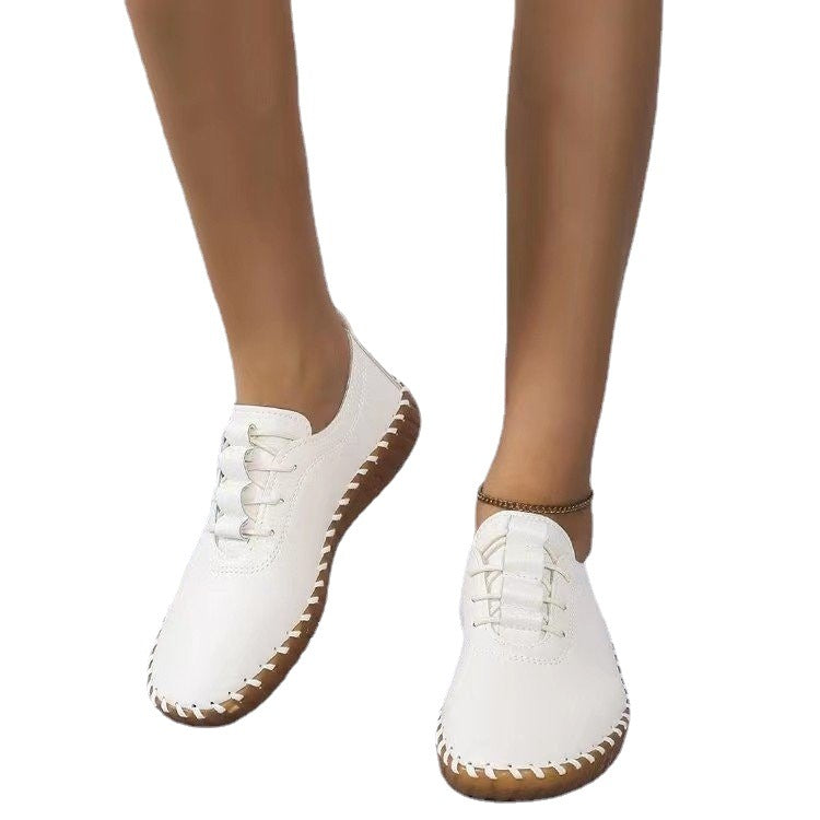 Beef Tendon Soft Bottom Mom Shoes Round Head Comfortable Slip-on Flat Shoes