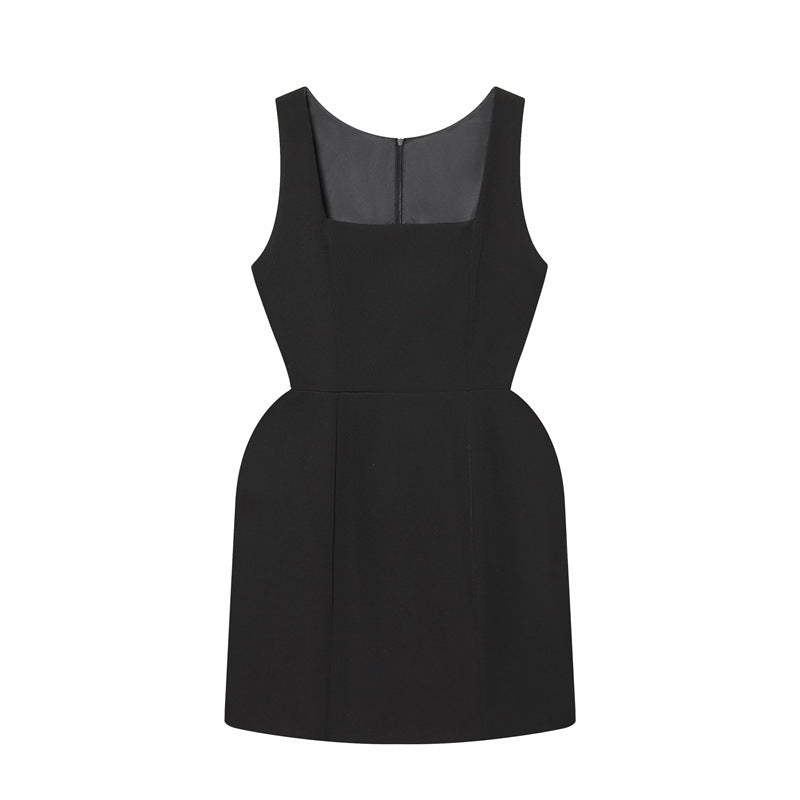 Sleeveless Square-neck Pullover Dress With A Shawl Neckline