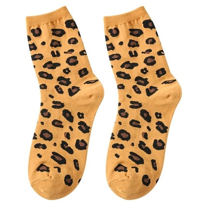 Leopard socks, female leopard, personality, tide, autumn and winter, Korean version, stockings