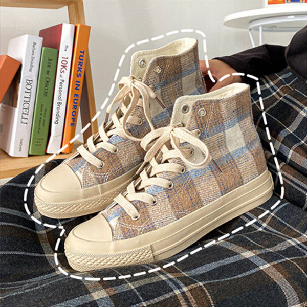High-top Canvas Women's Trendy Retro Hong Kong Style Shoes