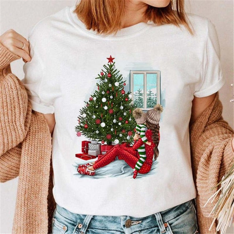 Christmas Red Plaid Leopard Short Sleeves