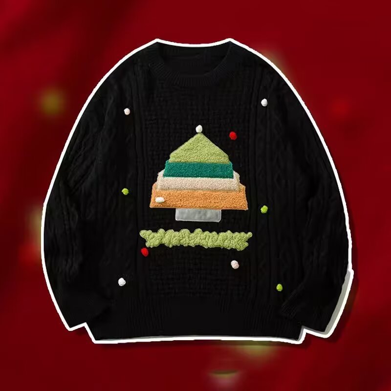American Hiphop Creative Flocking Couple Christmas Sweater