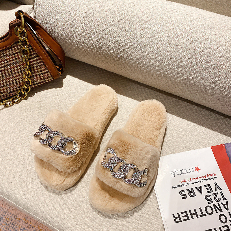Women's Fashion All-match Non-slip New Style Plush Slippers