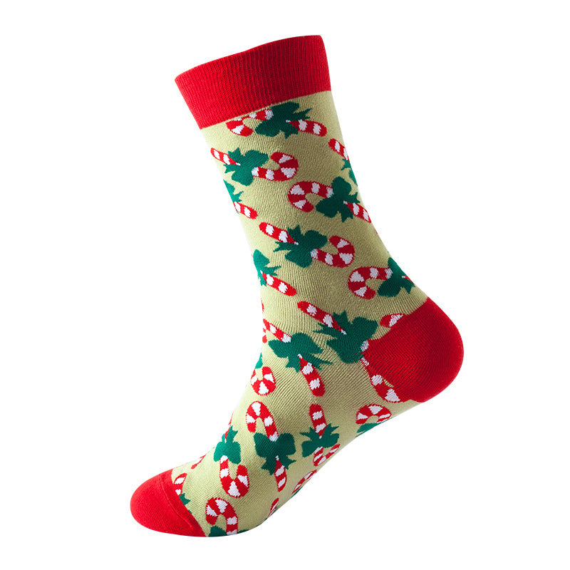 Christmas Tree Snow Elk Gift Cotton Happy Socks