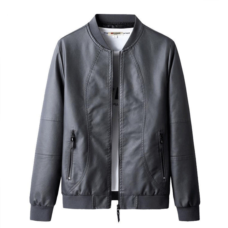 Winter New Men's Plush Thick Leather Jacket