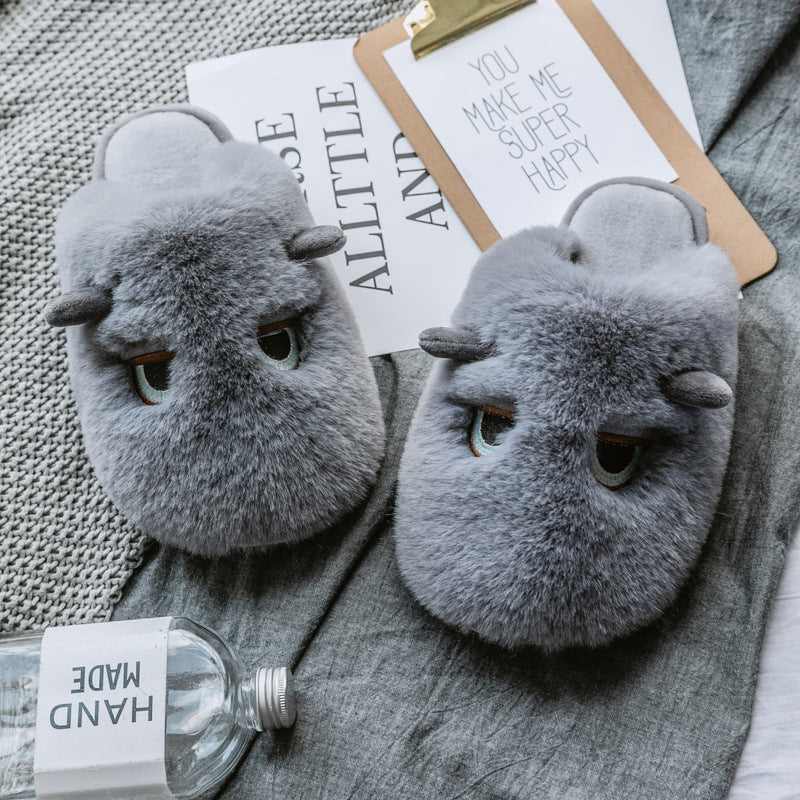 Women's Autumn And Winter Fabric Cotton Slippers