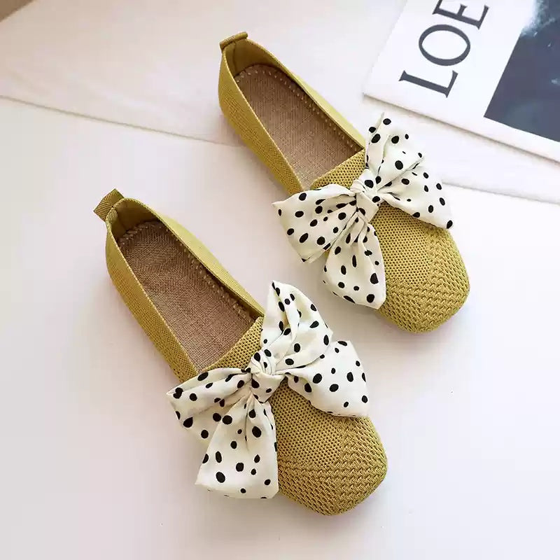 Knitted Shoes Women's Spring And Summer New Soft Bottom Bowknot Fairy Style