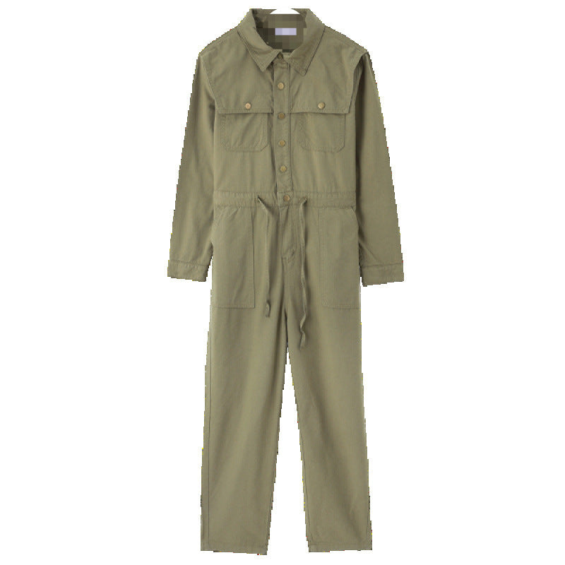 Tekstureret Løstsiddende Jumpsuit Med Lommer Og Snøre