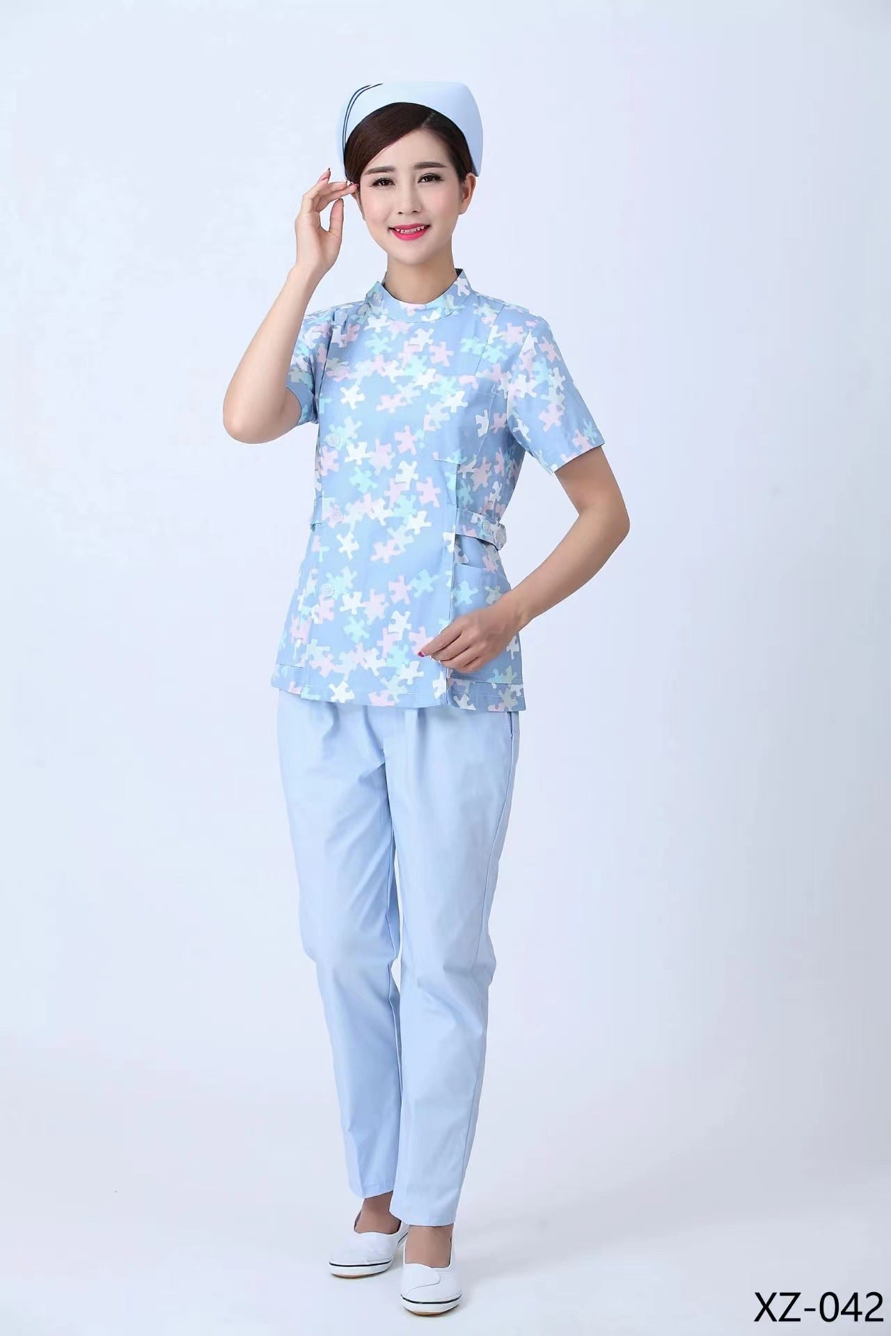 Ice-silk Nurse Uniform For Women Summer Quick-drying Short-sleeve Set
