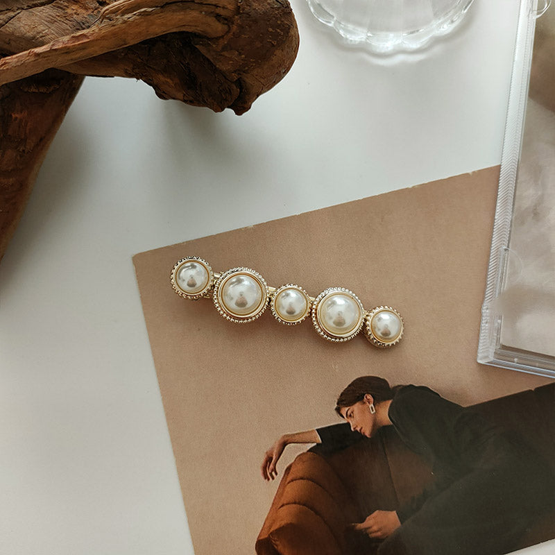 Sweet Pearl Marble Hairpins Styling Side Clips Barrette Hair Accessories