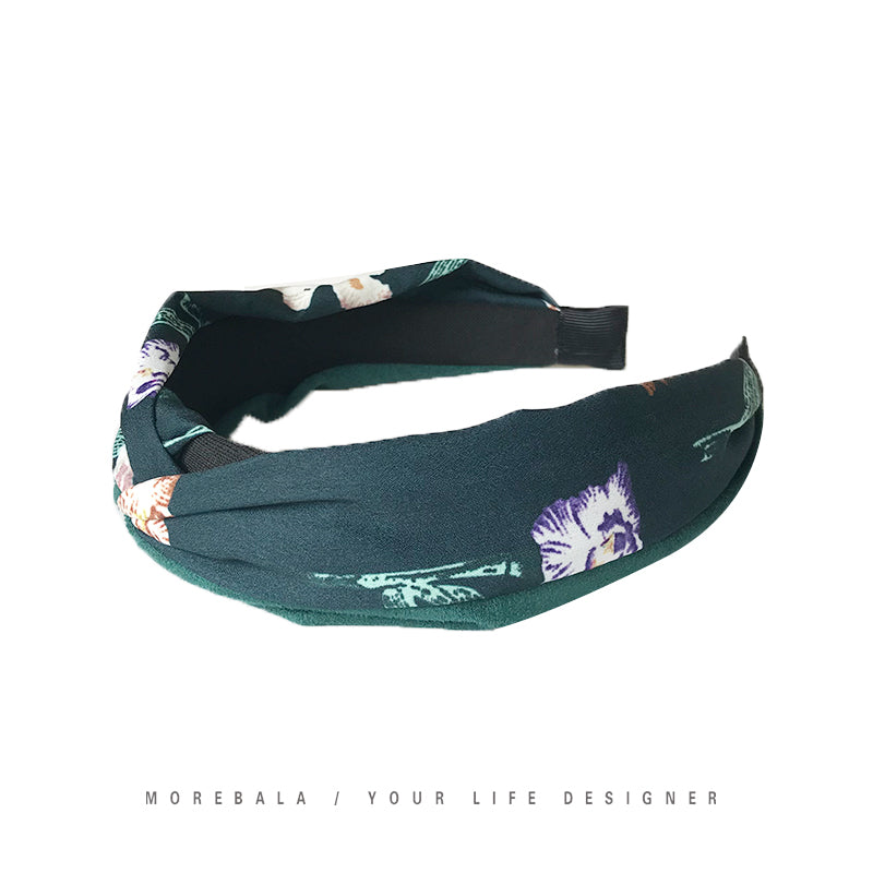 Suede flower hit color headband