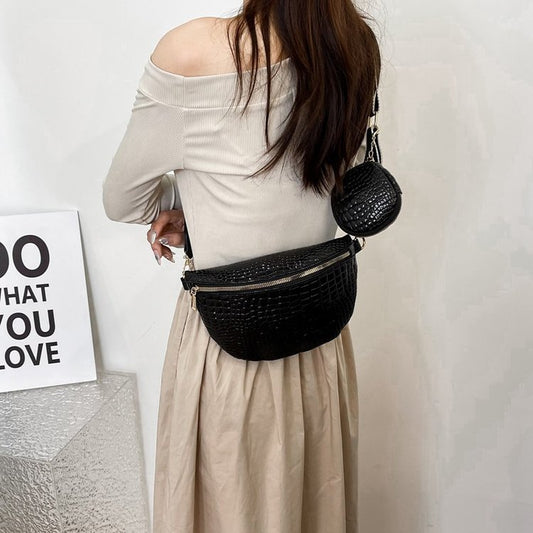 Thick Shoulder Strap Crossbody Bag Female Plaid PU Female