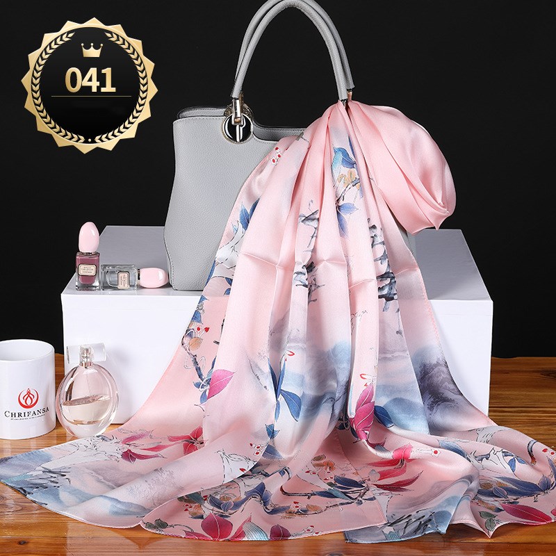 Women's autumn and winter shawl plain crepe satin scarf