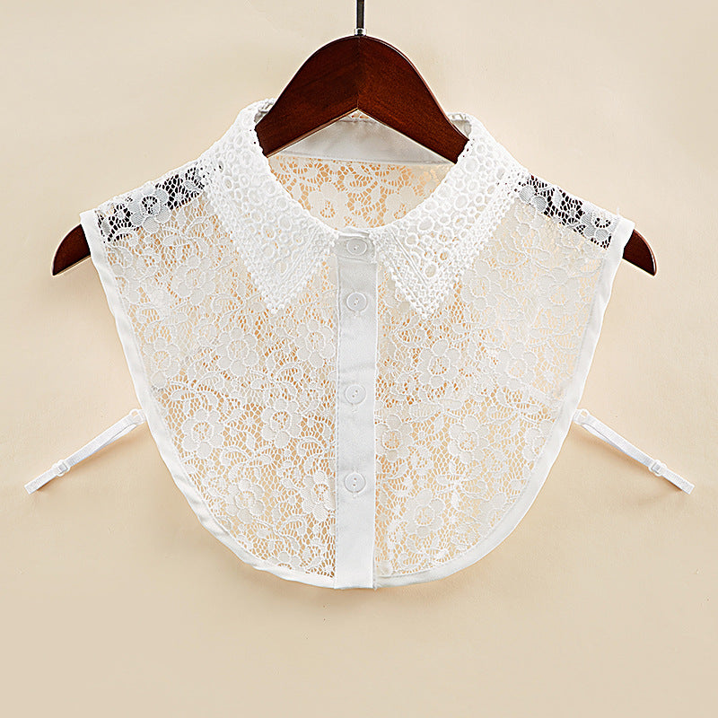 Female Hollow Lace Monochromatic Lace Fake Collar
