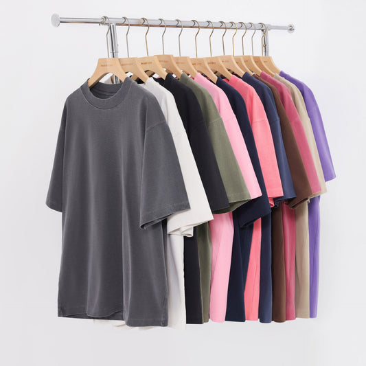 Women's Pure Color Pure Cotton Partial Distressed Short Sleeve