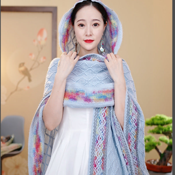 Casual Versatile Personality Border Dark Pattern Shawl Scarf