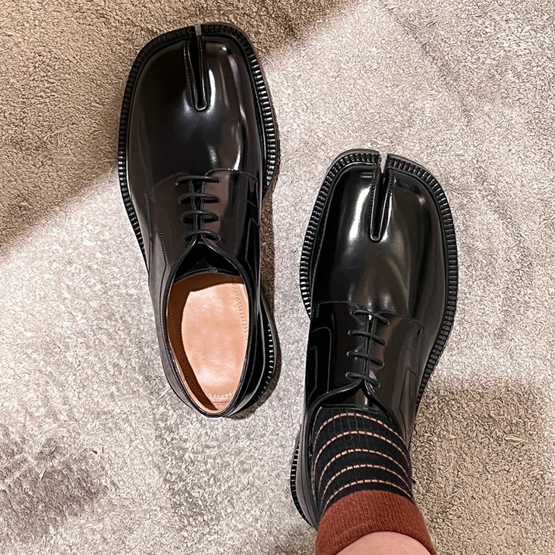 Autumn New Authentic Leather Split-toe Shoes Slip-on