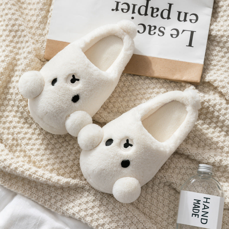 Plush cartoon thick-soled warm cute cotton slippers