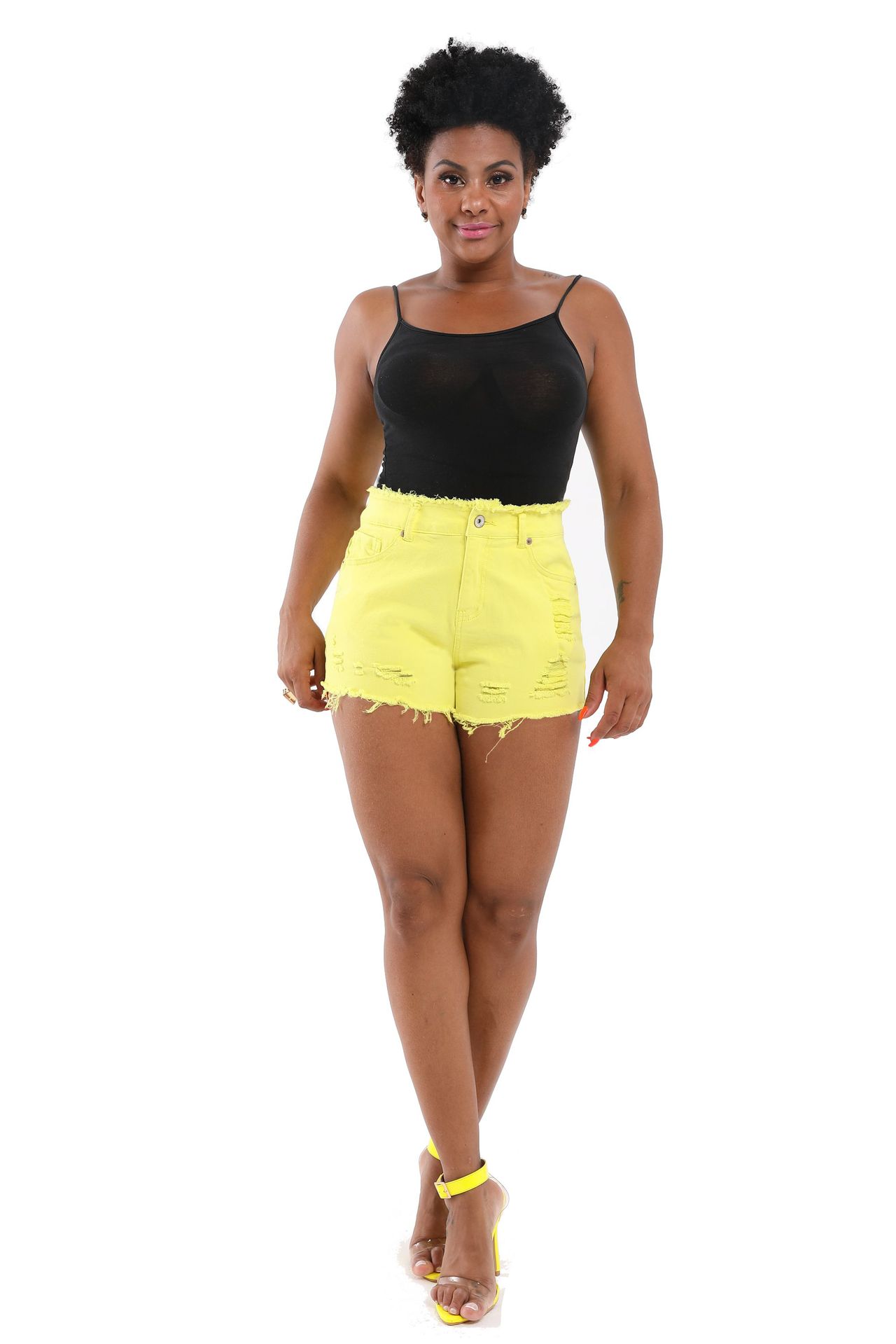Color Women's Jeans With Tight Hips And Holes