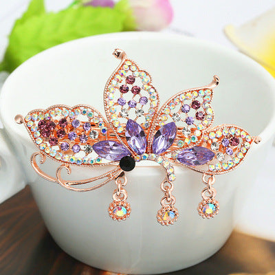 Crystal Inlaid Diamond Spring Horsetail Hairpin Peacock Hairpin