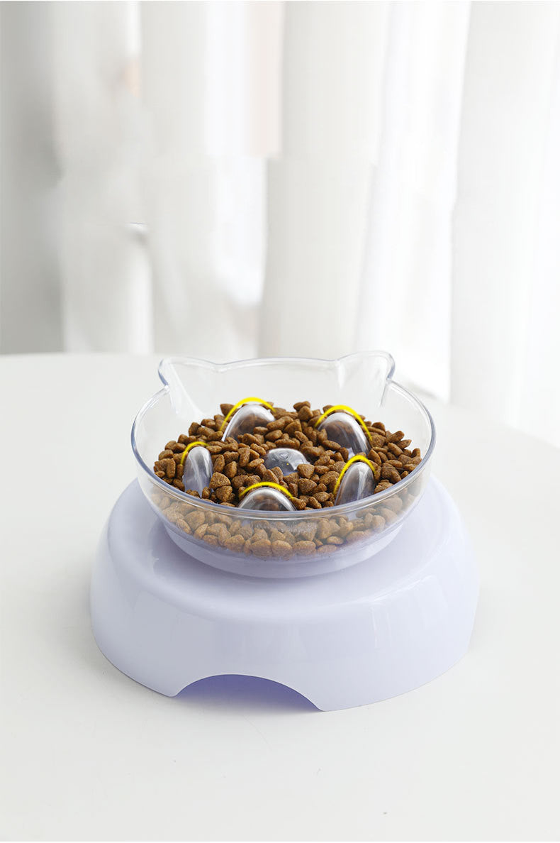 Cat bowl oblique mouth protects cervical vertebra