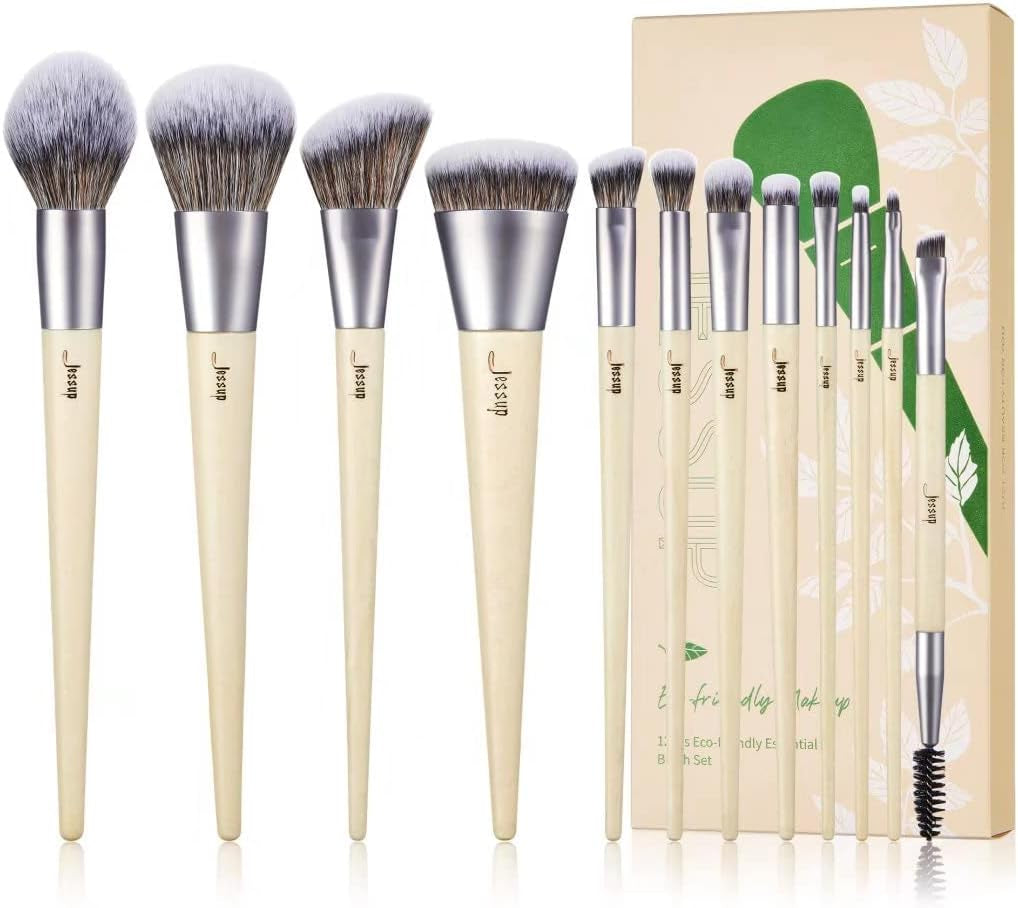 Jessup Brochas De Maquillaje,14 Piezas Set De Brochas De Maquillaje Veganas,Base En Polvo Sombra De Ojos Mezcla Corrector Juego De Brochas Para Pliegues Pinceles Para Delineador De Cejas,T329