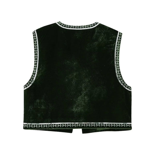 Velvet Beads Decoration Embroidered Women's Coat