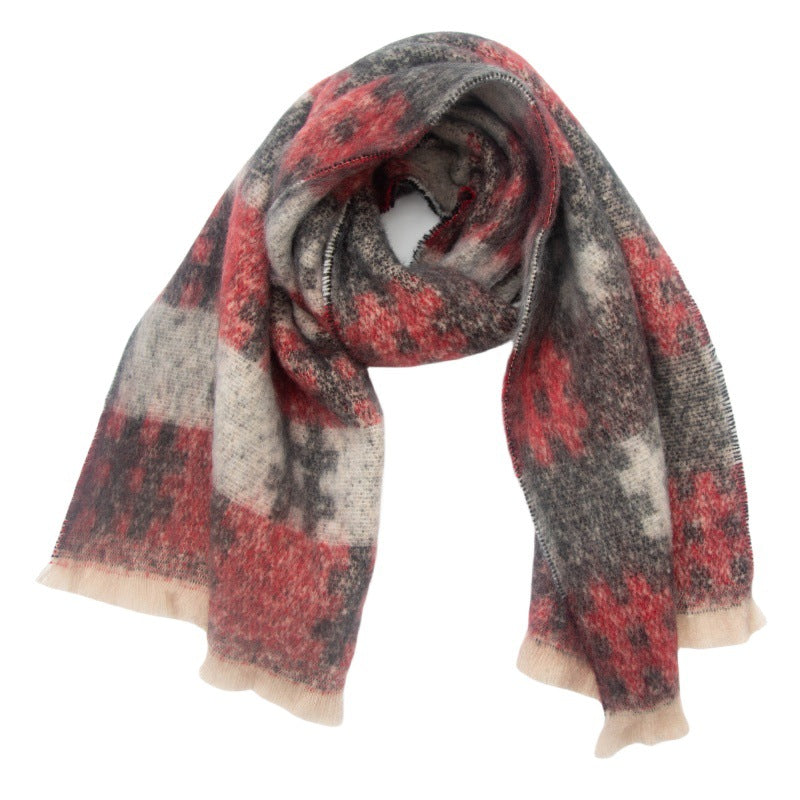 European And American-style Yarn Pattern Jacquard Scarf