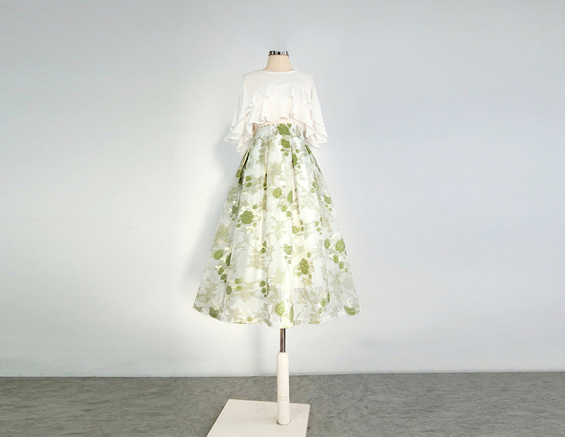 Original Design Embroidered High Waisted Skirt