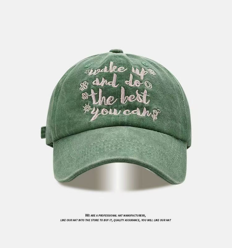 Face-looking Small Letters Soft Top Washed Sun-proof Baseball Cap For Men