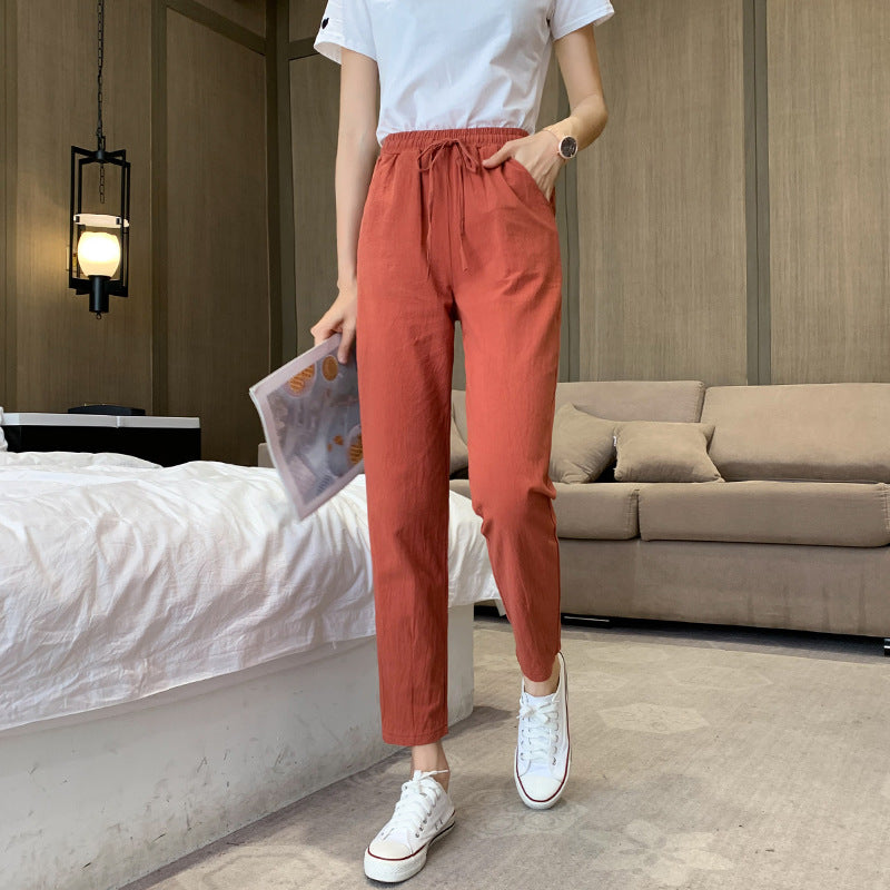 Straight cropped casual pants