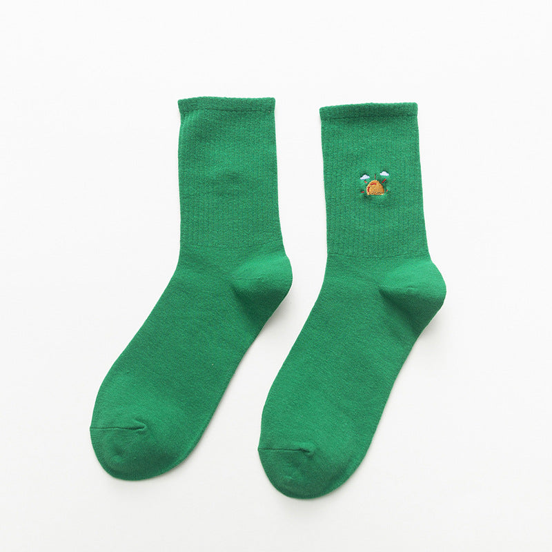 Cartoon embroidered weather tube socks