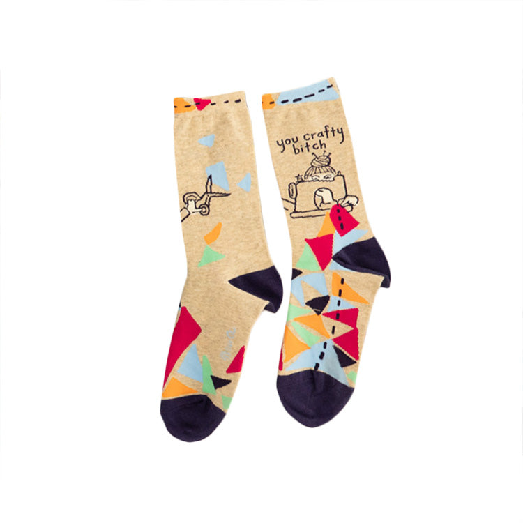 Female thin medium tube flower socks