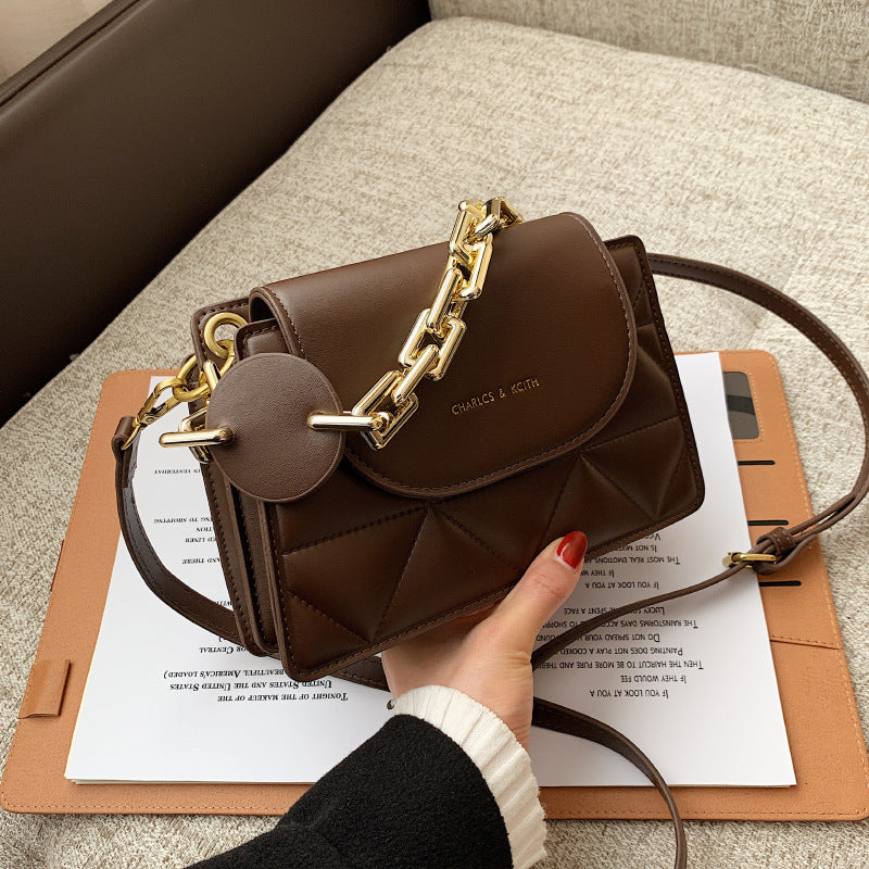 Women's Portable Small Square Bag Chain With Lattice Pattern