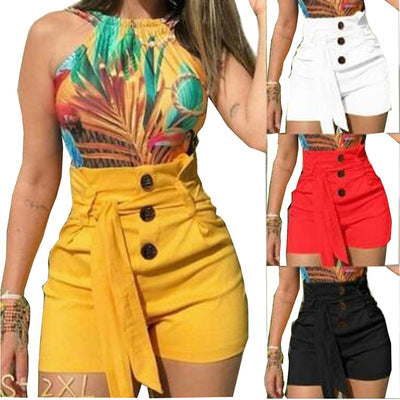 Buttoned lace casual wide-leg pants